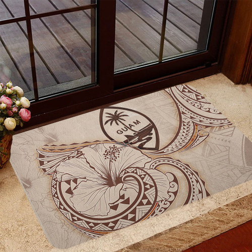 Guam Door Mat Hibiscus Flower Vintage Style1