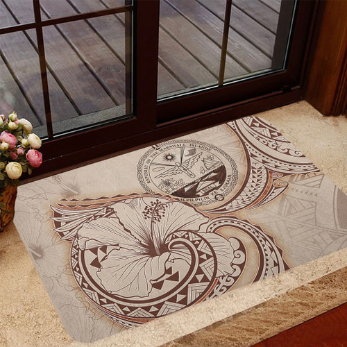 Marshall Islands Door Mat Hibiscus Flower Vintage Style1