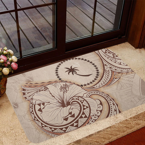 Chuuk State Door Mat Hibiscus Flower Vintage Style1
