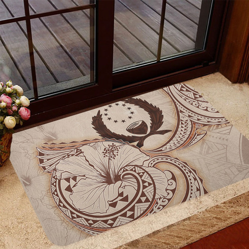 Pohnpei State Door Mat Hibiscus Flower Vintage Style1