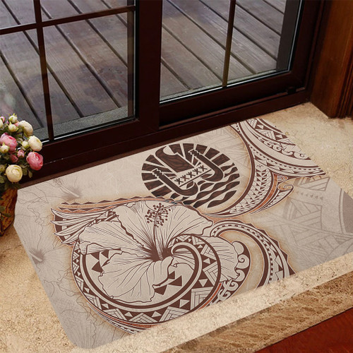 Tahiti Door Mat Hibiscus Flower Vintage Style1