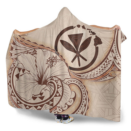 Hawaii Hooded Blanket Hibiscus Flower Vintage Style1