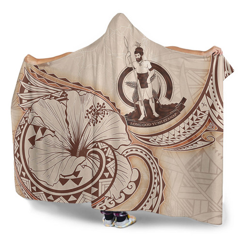 Vanuatu Hooded Blanket Hibiscus Flower Vintage Style1