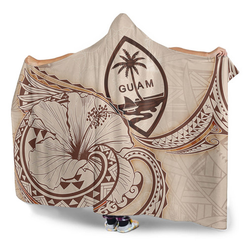 Guam Hooded Blanket Hibiscus Flower Vintage Style1