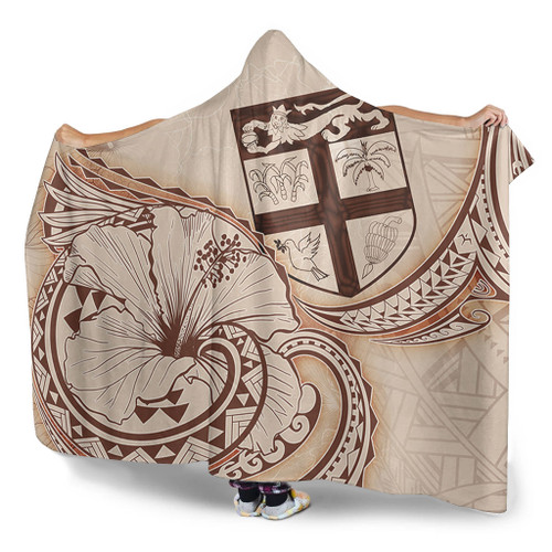 Fiji Hooded Blanket Hibiscus Flower Vintage Style
