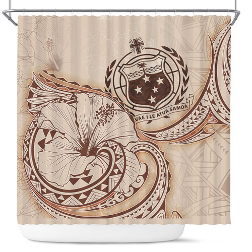 Samoa Shower Curtain Hibiscus Flower Vintage Style1