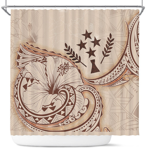 Kosrae Shower Curtain Hibiscus Flower Vintage Style1