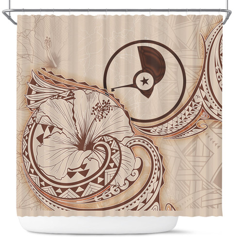 Yap State Shower Curtain Hibiscus Flower Vintage Style1