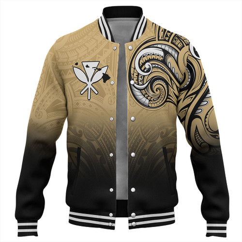 Hawaii Baseball Jacket Kanaka Map Polynesian Tribal Style