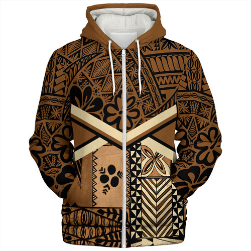 Tonga Sherpa Hoodie Ngatu Pattern Siapo