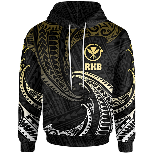 RHB Hawaii Polynesian Hoodie - Gold Tribal Wave1