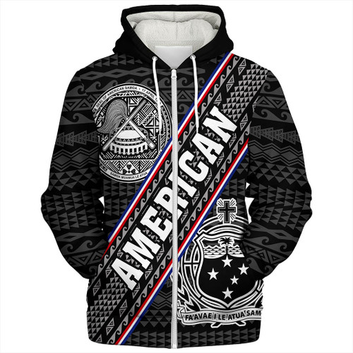 Samoa Sherpa Hoodie American Samoa Coat Of Arms Half Style