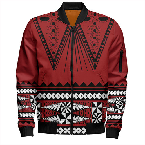 Tonga Bomber Jacket Polynesia Island Ngatu Pattern Style