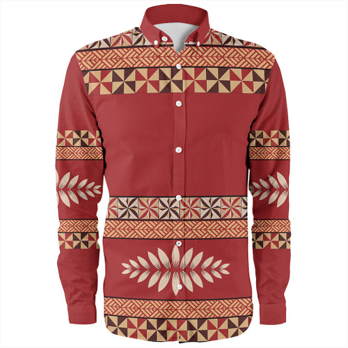 Tonga Long Sleeve Shirt Ngatu Design Pattern