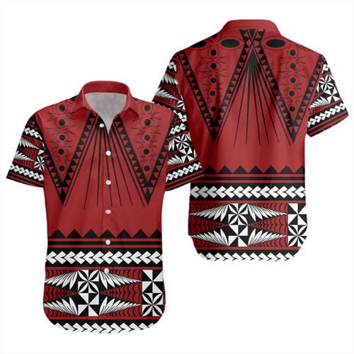 Tonga Short Sleeve Shirt Polynesia Island Ngatu Pattern Style