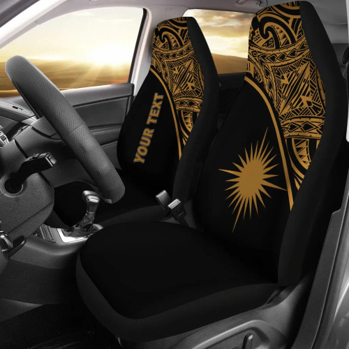 Marshall Islands Car Seat Covers - Marshall Islands Flag Polynesian Gold Curve
