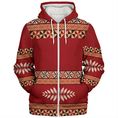 Tonga Sherpa Hoodie Ngatu Design Pattern