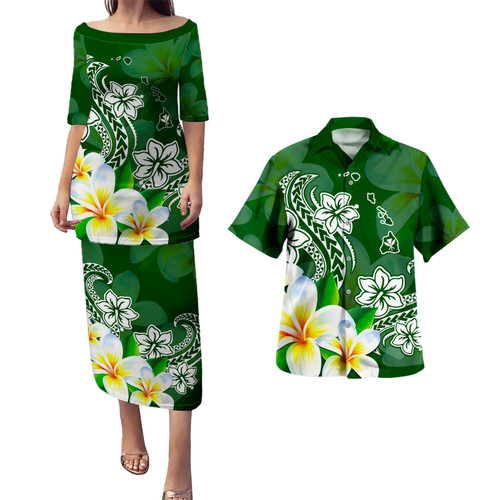 Hawaii Combo Puletasi And Shirt Polynesian Turtle Tattoo Plumeria Original Style