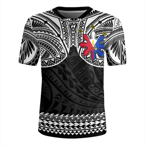 Philippines Filipinos Rugby Jersey Polynesian Tribal Filipinos Tattoo Sun Star With Flag