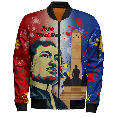 Philippines Filipinos Bomber Jacket Rizal Monument On Rizal Day Background Texture Brush Style