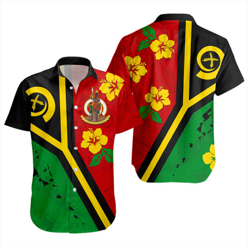 Vanuatu Short Sleeve Shirt Tribal Polynesia Tattoo With Map