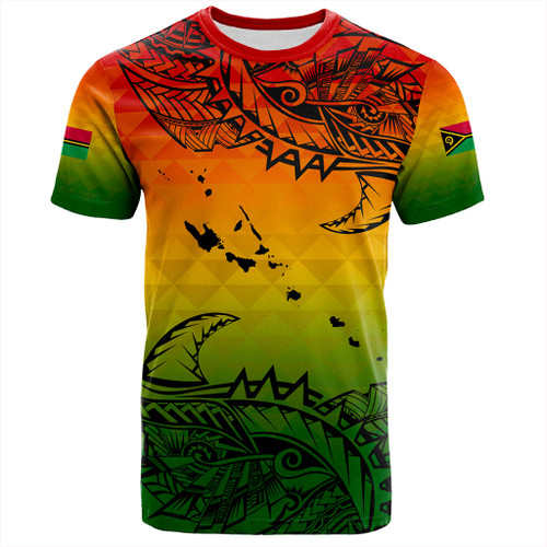 Vanuatu T-Shirt Polynesia Tribal Pattern With Map