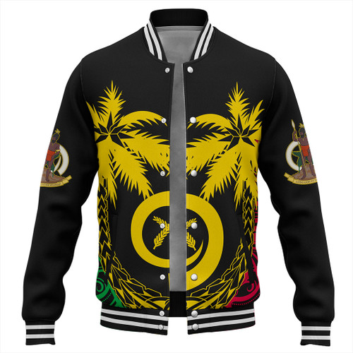 Vanuatu Baseball Jacket Tribal Pattern Coconut