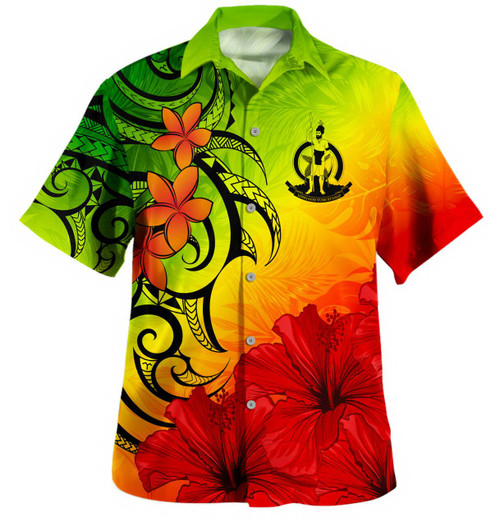 Vanuatu Hawaiian Shirt Tribal Polynesia Tropical Hibiscus Flower