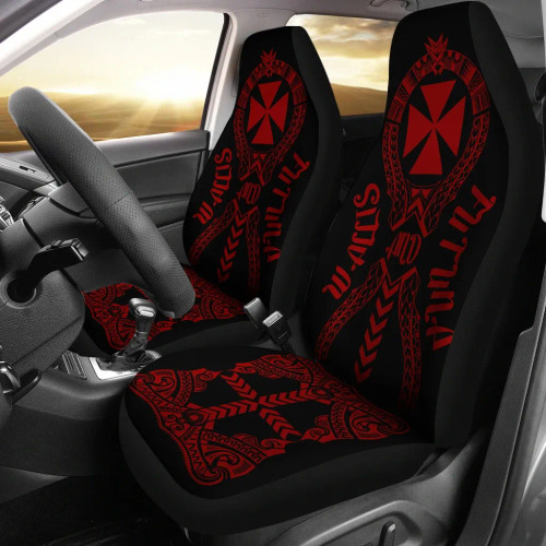 Wallis And Futuna Car Seat Covers - Wallis And Futuna Coat Of Arms Polynesian Tribal Deep Red