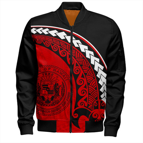 Hawaii Bomber Jacket Turtle Polynesian Tribal Coat Of Arms