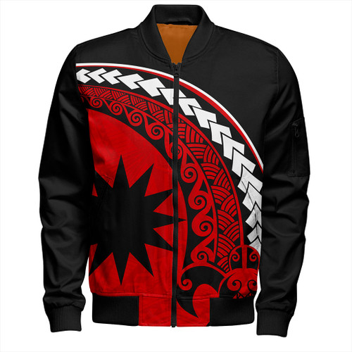 Nauru Bomber Jacket Turtle Polynesian Tribal Coat Of Arms