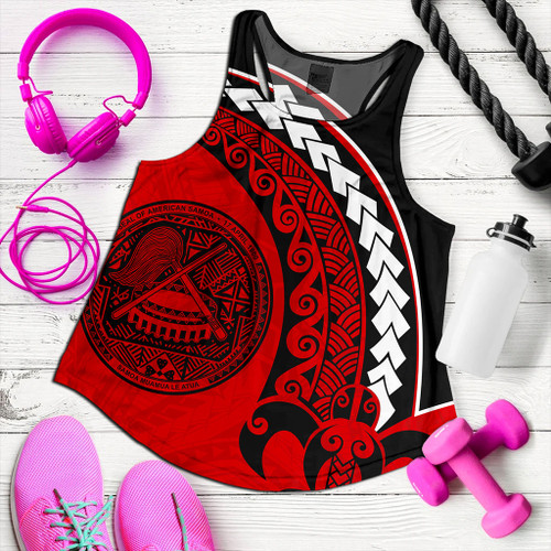 American Samoa Women Tank Turtle Polynesian Tribal Coat Of Arms