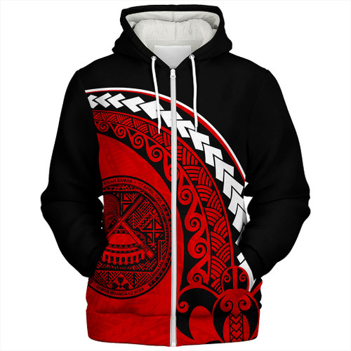 American Samoa Sherpa Hoodie Turtle Polynesian Tribal Coat Of Arms