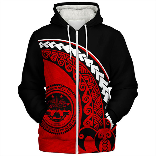 Federated States Of Micronesia Sherpa Hoodie Turtle Polynesian Tribal Coat Of Arms