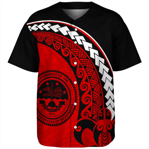 Federated States Of Micronesia Baseball Shirt Turtle Polynesian Tribal Coat Of Arms