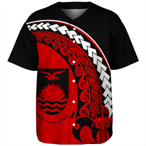 Kiribati Baseball Shirt Turtle Polynesian Tribal Coat Of Arms