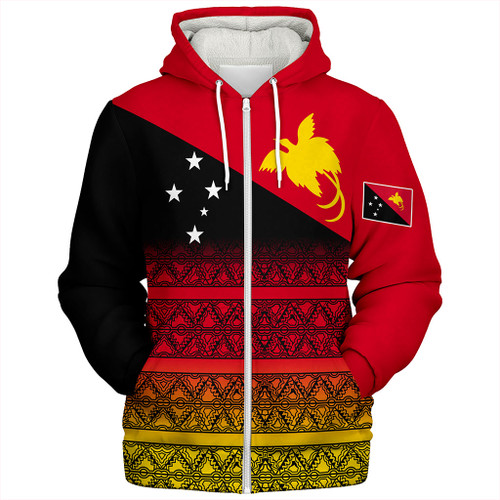 Papua New Guinea Sherpa Hoodie Flag Pattern Tapa Clothes