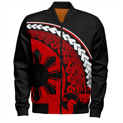Philippines Filipinos Bomber Jacket Turtle Polynesian Tribal Coat Of Arms