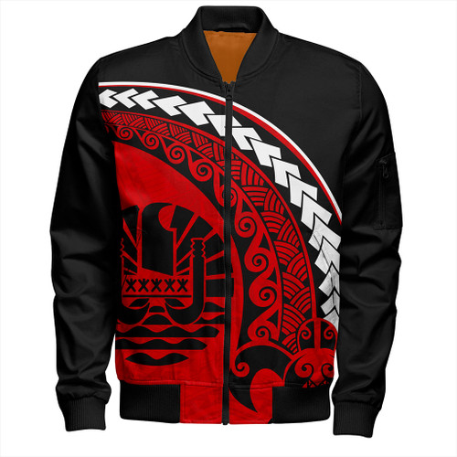 Tahiti Bomber Jacket Turtle Polynesian Tribal Coat Of Arms