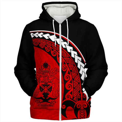 Solomon Islands Sherpa Hoodie Turtle Polynesian Tribal Coat Of Arms