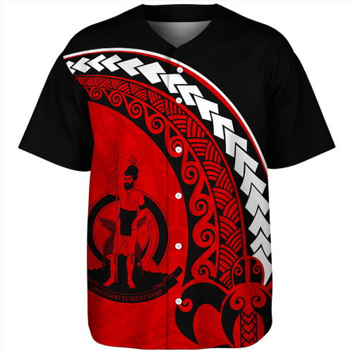 Vanuatu Baseball Shirt Turtle Polynesian Tribal Coat Of Arms