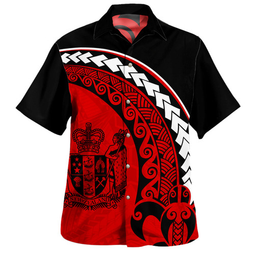 New Zealand Hawaiian Shirt Turtle Polynesian Tribal Coat Of Arms