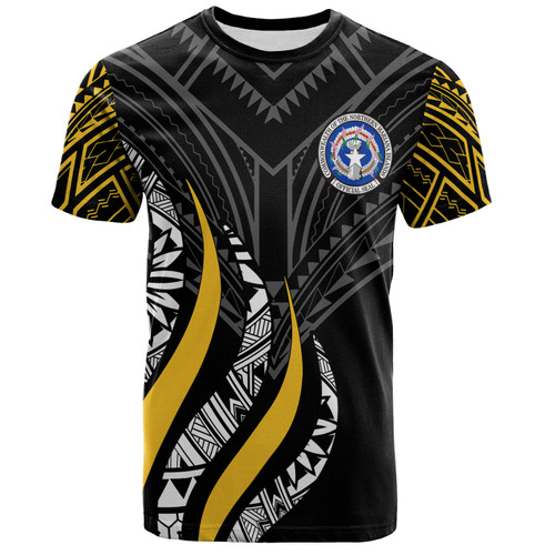 Northern Mariana Islands Custom Personalised T-Shirt - CNMI Strong Fire Pattern Gold1