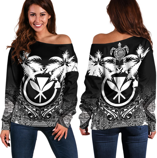 Hawaii Off Shoulder Sweatshirt Polynesian Coconut1