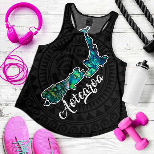 New Zealand Women Tank Aotearoa Maori Tribal Map With Papua Shell