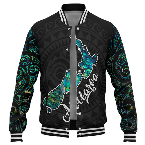 New Zealand Baseball Jacket Aotearoa Maori Tribal Map With Papua Shell