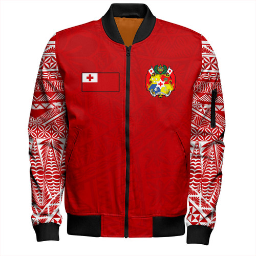 Tonga Bomber Jacket Ngatu Pattern Seal Athletic