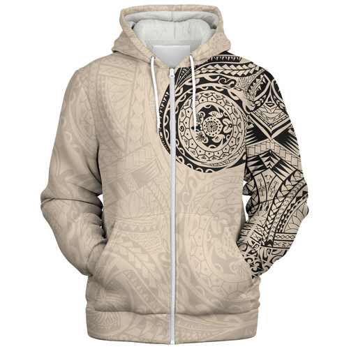 Polynesian Sherpa Hoodie Polynesian Tattoo Style Version 2.0 Nude1