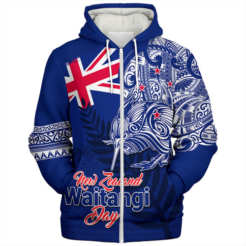 New Zealand Sherpa Hoodie Waitangi Day Maori Tribal Flag With Symbol National