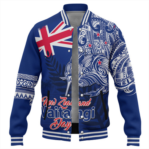 New Zealand Baseball Jacket Waitangi Day Maori Tribal Flag With Symbol National